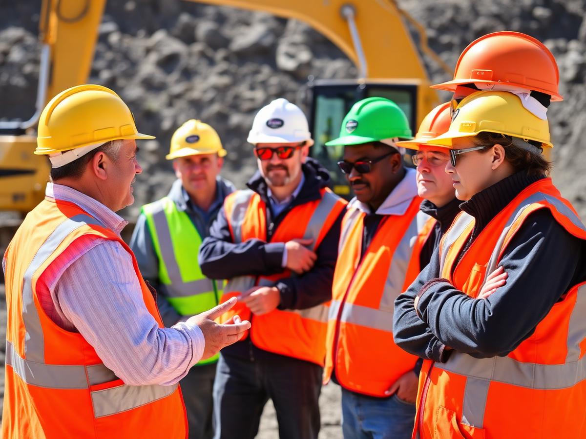 Practical mining assessment with excavator on site